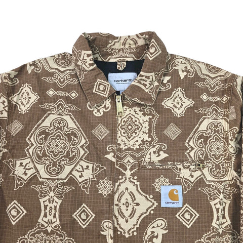 Carhartt WIP Detroit Bandana Pattern Jacket Brown Men's Large
