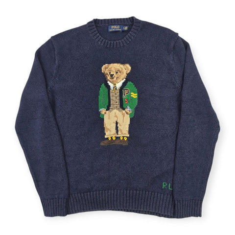 Polo Ralph Lauren Bear Knitted Jumper Blue Men's Medium