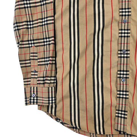 Burberry Patchwork Nova Check Long Sleeve Shirt Men's Large