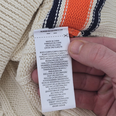 Polo Ralph Lauren Cable Knit Cricket Vest Jumper Cream Men's Large