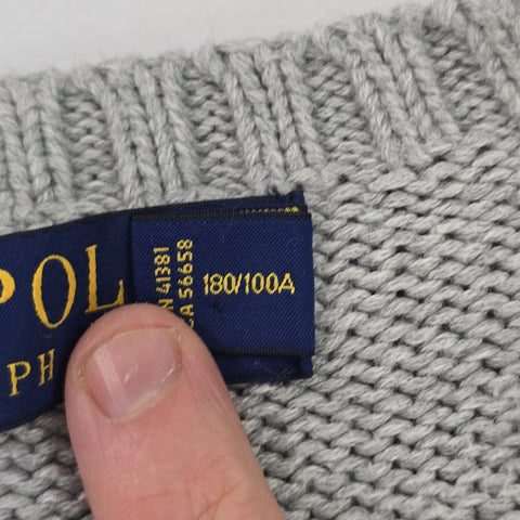 Polo Ralph Lauren Spellout Knitted Jumper Grey Men's Large