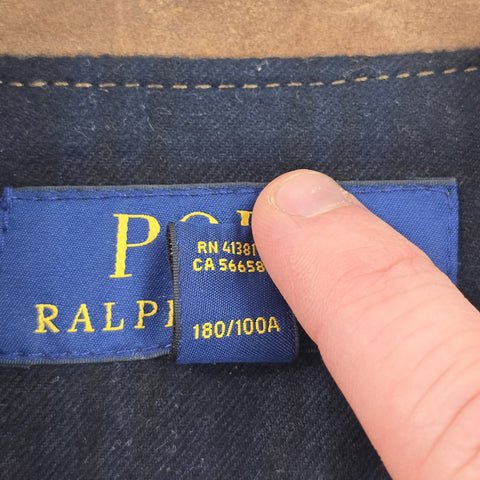 Polo Ralph Lauren Suede Cafe Racer Bomber Jacket Brown Men's Large