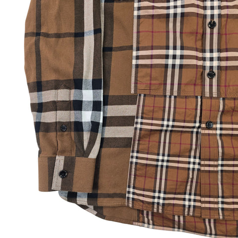Burberry Patchwork Nova Check Long Sleeve Shirt Men's Medium