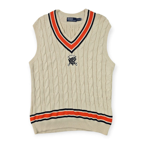 Polo Ralph Lauren Cable Knit Cricket Vest Jumper Cream Men's XL