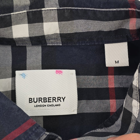 Burberry Spellout Check Pattern Long Sleeve Shirt Men's Medium