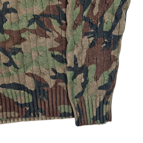 Polo Ralph Lauren Tiger Cable Knit Camouflage Cricket Jumper Men's XL
