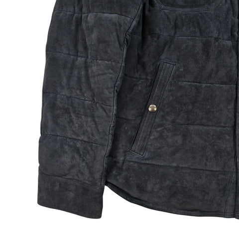 Polo Ralph Lauren Suede Leather Quilted Jacket Navy Blue Men's Large