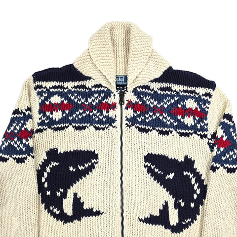 Polo Ralph Lauren Whale Anchor Full Zip Shawl Knitted Cardigan Men's Medium