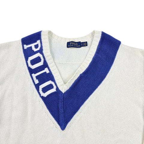 Polo Ralph Lauren Spellout Cricket Knitted Jumper White Men's Small