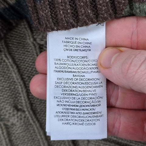 Polo Ralph Lauren Tiger Cable Knit Camouflage Cricket Jumper Men's Large