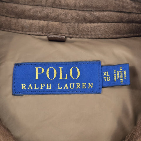 Polo Ralph Lauren Suede Leather Down Puffer Jacket Brown Men's XL