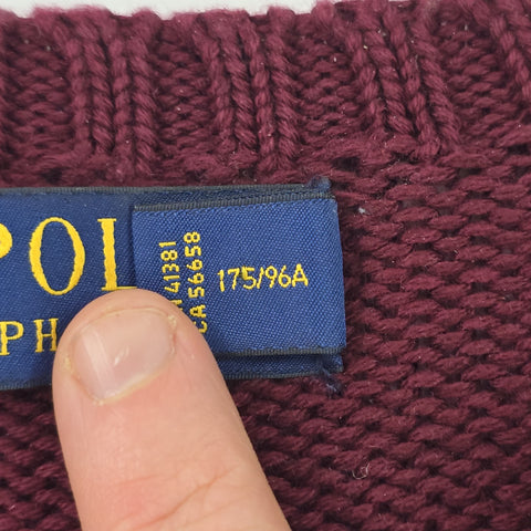 Polo Ralph Lauren Spellout Knitted Jumper Purple Men's Medium