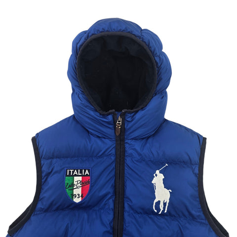 Polo Ralph Lauren Italia Big Pony Down Puffer Gilet Jacket Blue Men's Large