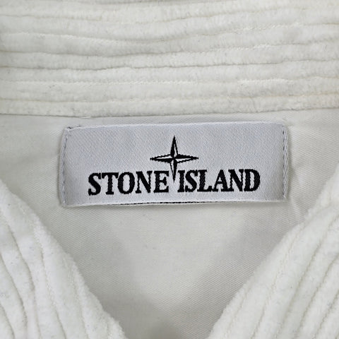 Stone Island 2022 Corduroy Spellout Overshirt White Men's XXL