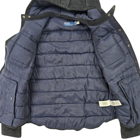 Polo Ralph Lauren Suede Leather Quilted Jacket Navy Blue Men's Large
