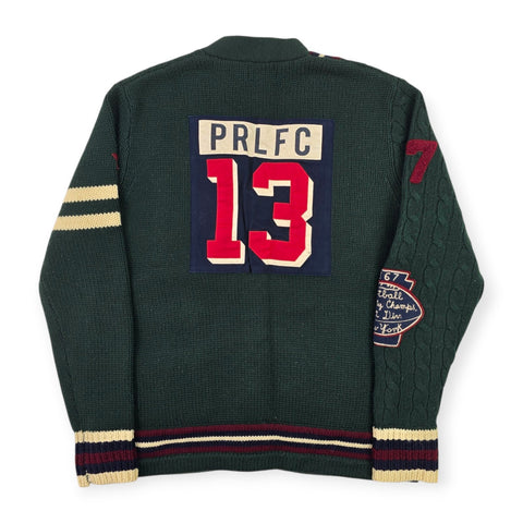 Polo Ralph Lauren Letterman Varsity Patches Knitted Cardigan Green Men's Small