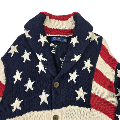 Polo Ralph Lauren USA Flag Shawl Knitted Cardigan Men's Medium
