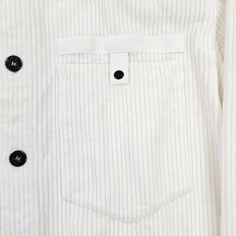 Stone Island 2022 Corduroy Spellout Overshirt White Men's XXL