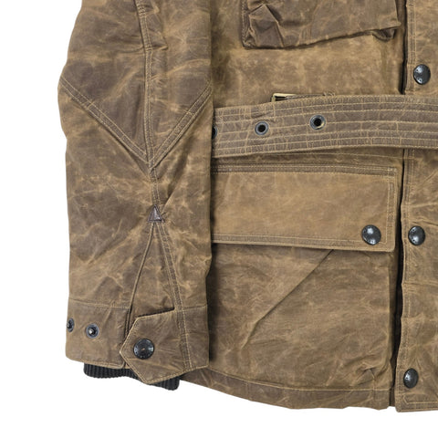 Polo Ralph Lauren Iconic Oilcloth Cylinder Biker Waxed Jacket Brown Men's Medium