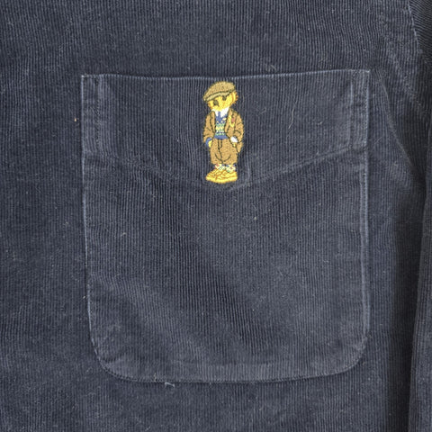 Polo Ralph Lauren Bear Corduroy Long Sleeve Shirt Blue Men's Medium