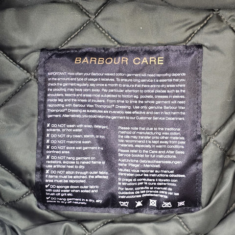 Barbour Pendle Waxed Parka Quilt Lined Jacket Grey Men's Medium