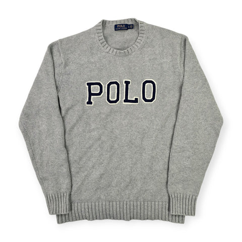 Polo Ralph Lauren Spellout Knitted Jumper Grey Men's Large