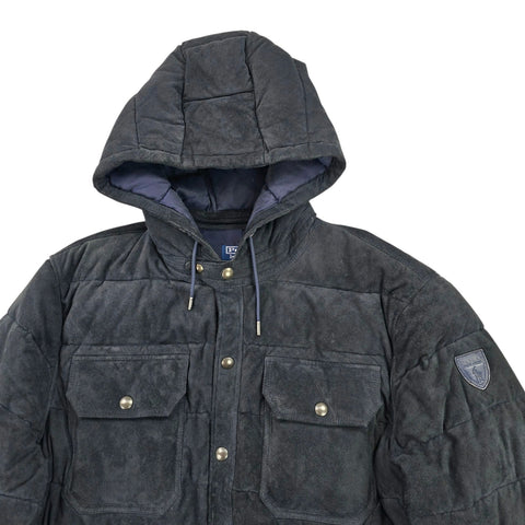 Polo Ralph Lauren Suede Leather Quilted Jacket Navy Blue Men's Large
