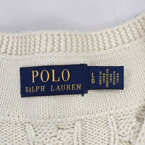 Polo Ralph Lauren Cable Knit Cricket Jumper White Men's Large