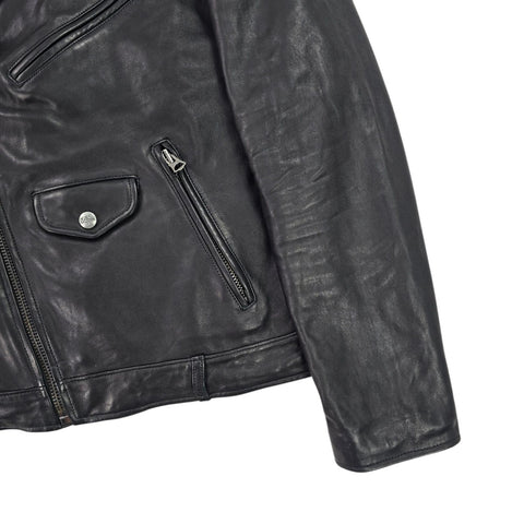 Polo Ralph Lauren Iconic Leather Motorcycle Bomber Jacket Black Men's Large