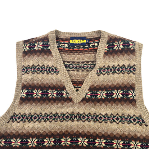 Ralph Lauren Rugby Fair Isle Knitted Vest Jumper Men's XL