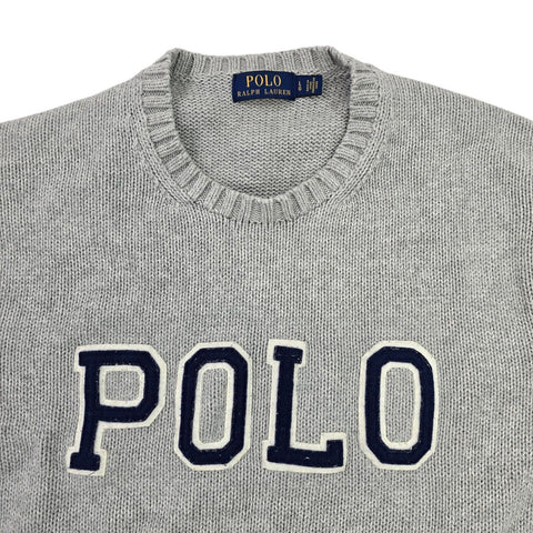Polo Ralph Lauren Spellout Knitted Jumper Grey Men's Large