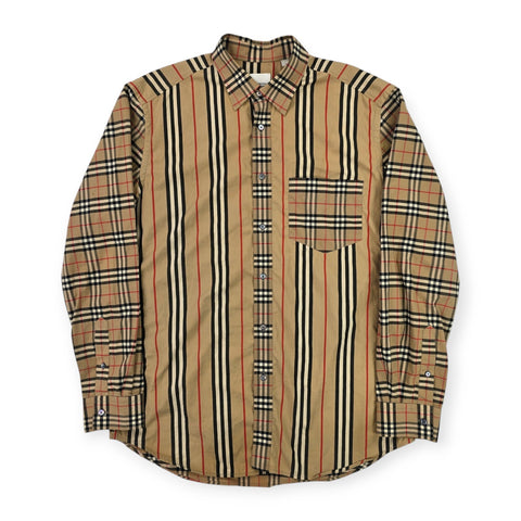 Burberry Patchwork Nova Check Long Sleeve Shirt Men's Large