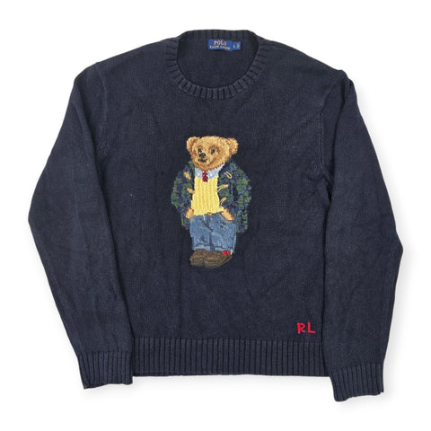 Polo Ralph Lauren Bear Knitted Jumper Blue Men's Large