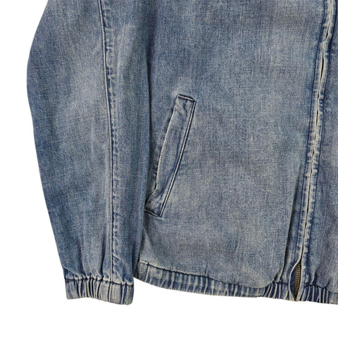 Polo Ralph Lauren Cross Flags Spellout Denim Bomber Jacket Blue Men's Small