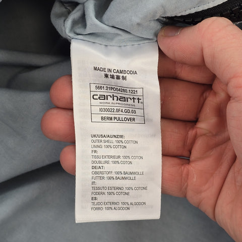 Carhartt WIP Berm Dyed Utility 1/2 Zip Anorak Jacket Blue Men's Medium