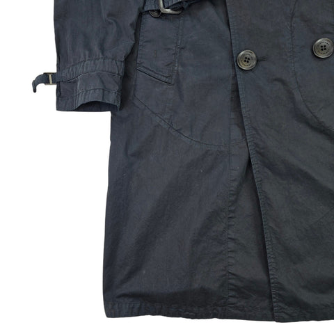Burberry Gabardine Double Breasted Trench Coat Black Men's Medium