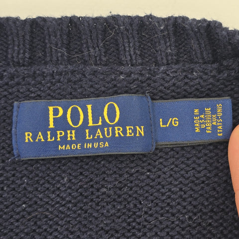Polo Ralph Lauren USA Flag Knitted Jumper Blue Men's Large