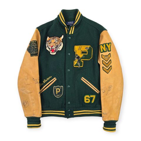 Polo Ralph Lauren Leather Varsity Tiger Letterman College Jacket Men's Medium
