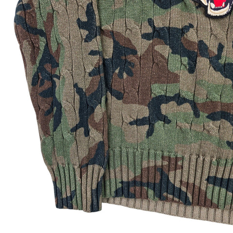 Polo Ralph Lauren Tiger Cable Knit Camouflage Cricket Jumper Men's Small