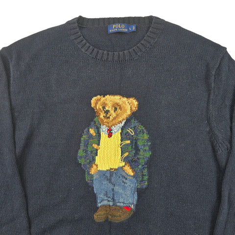 Polo Ralph Lauren Bear Knitted Jumper Blue Men's Large