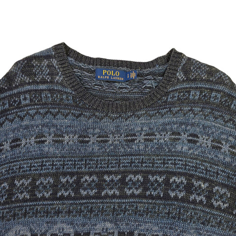 Polo Ralph Lauren Fair Isle Pattern Knitted Jumper Blue Men's Small