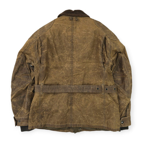 Polo Ralph Lauren Iconic Oilcloth Cylinder Biker Waxed Jacket Brown Men's Large