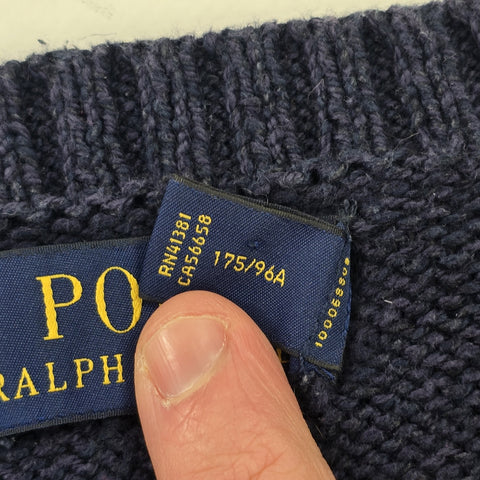 Polo Ralph Lauren Bear Knitted Jumper Blue Men's Medium