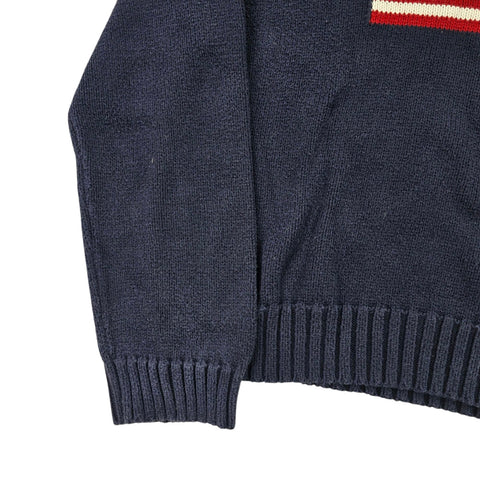 Polo Ralph Lauren USA Flag Spellout Knitted Jumper Blue Women's XL