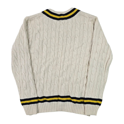 Polo Ralph Lauren Cable Knit Cricket Jumper White Men's Large