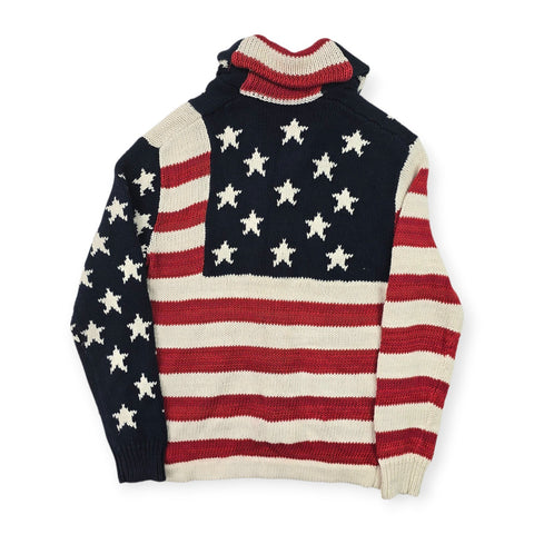 Polo Ralph Lauren USA Flag Shawl Knitted Cardigan Men's Medium