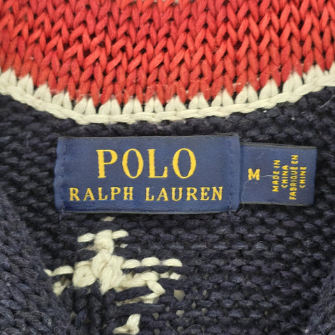 Polo Ralph Lauren USA Flag Shawl Knitted Cardigan Men's Medium