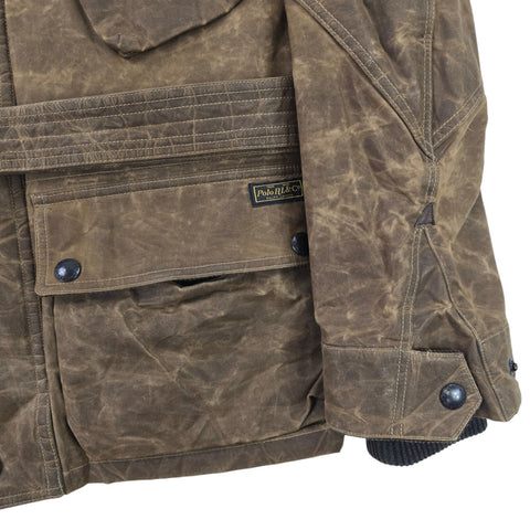 Polo Ralph Lauren Iconic Oilcloth Cylinder Biker Waxed Jacket Brown Men's Medium