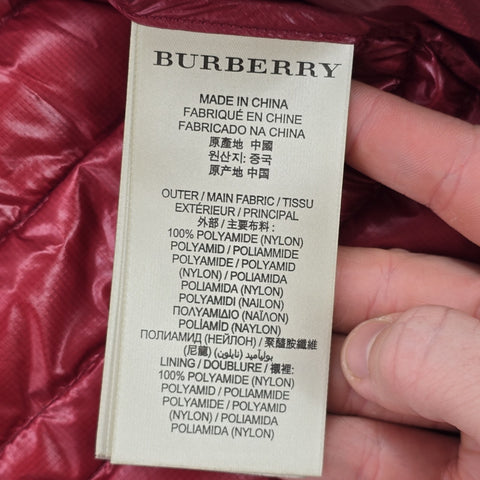 Burberry Brit Down Puffer Quilted Jacket Red Men's Medium
