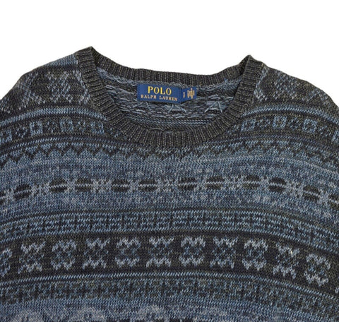 Polo Ralph Lauren Fair Isle Pattern Knitted Jumper Blue Men's Small